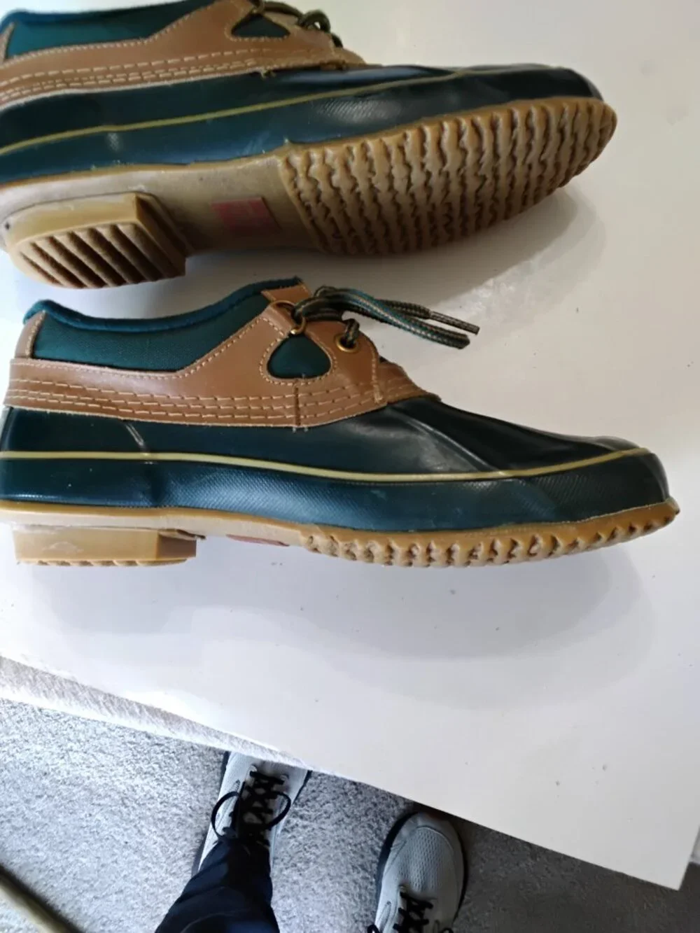 Vintage 80s Sporto Thermolite Ankle Duck Boots Forest Green/Tan Women's Size 8